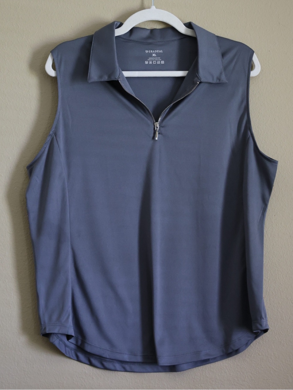 G Gradual Gray Quarter Zip Sleeveless Golf Tennis Top XL